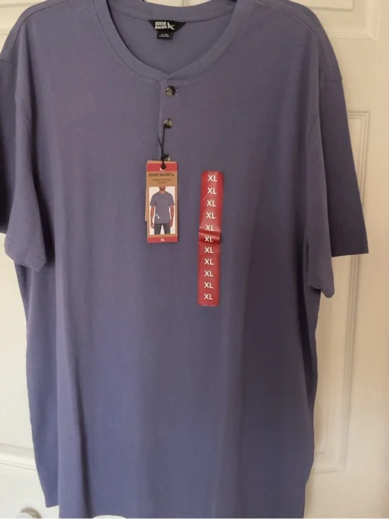Eddie Bauer Men’s Purple Short-Sleeve Henley Tee - Picture 1 of 10